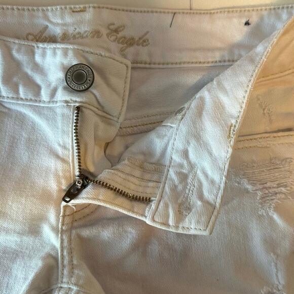 American Eagle Womens Y2K Micro Mini Short Shorts Size 4 White Distressed Preppy - Picture 5 of 8